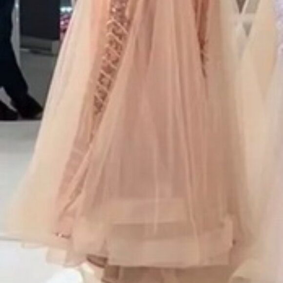 Jasz Couture Nude Copper Sequin Tulle Skirt Mermaid Gown - Picture 6 of 6